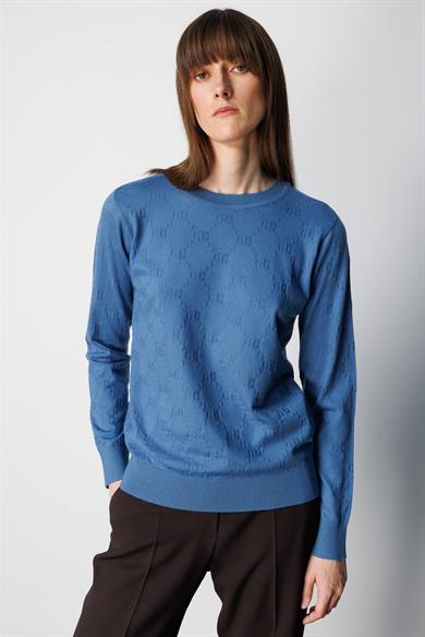 O Yaka Jakarlı Uzun Kol Triko