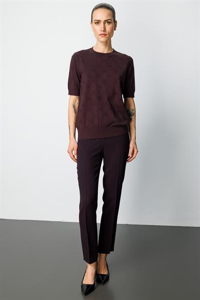 O Yaka Jakarlı Yarım Kol Triko