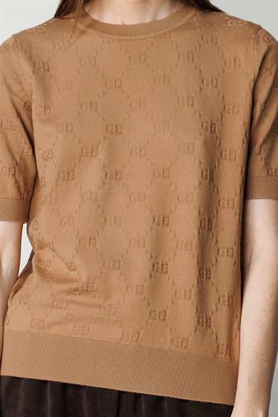 O Yaka Jakarlı Yarım Kol Triko