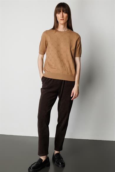 O Yaka Jakarlı Yarım Kol Triko