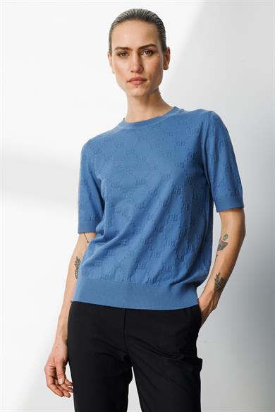 O Yaka Jakarlı Yarım Kol Triko