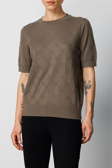 O Yaka Jakarlı Yarım Kol Triko