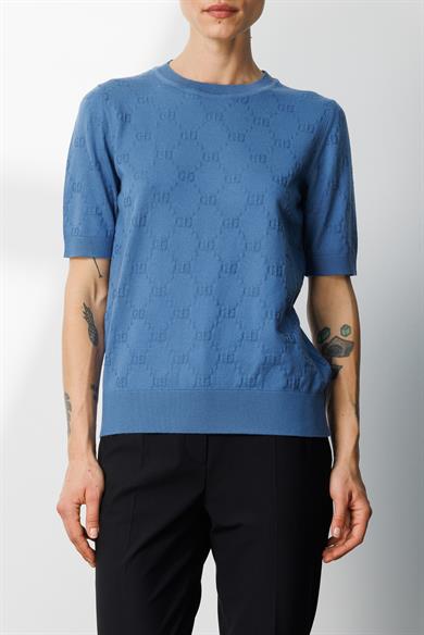 O Yaka Jakarlı Yarım Kol Triko