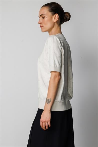 O Yaka Jakarlı Yarım Kol Triko