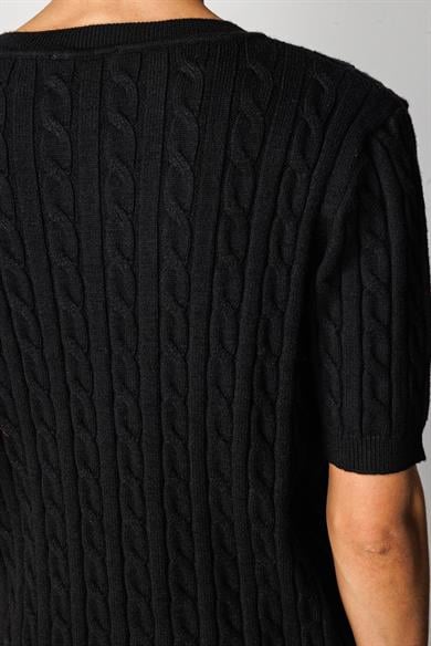 O Yaka Saç Örgü Yarım Kol Triko