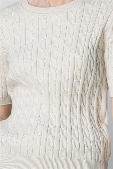 O Yaka Saç Örgü Yarım Kol Triko