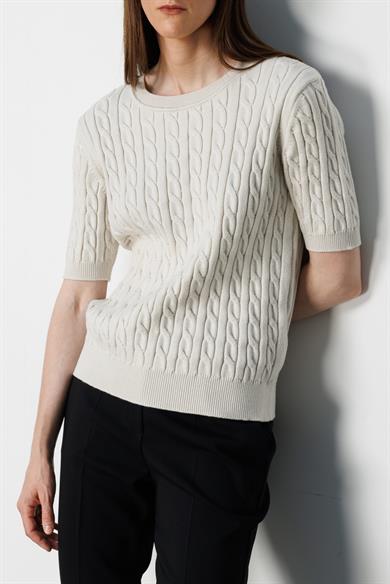 O Yaka Saç Örgü Yarım Kol Triko