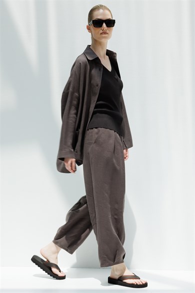 Oversize Cepli Keten Ceket