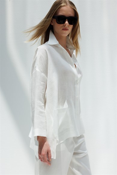 Oversize Cepli Keten Ceket