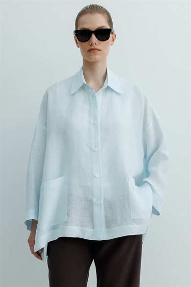 Oversize Cepli Keten Ceket