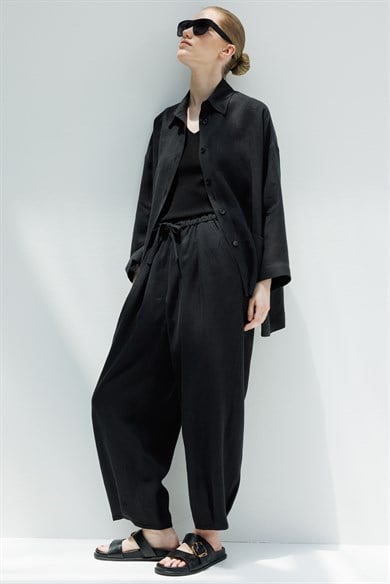 Oversize Cepli Keten Ceket