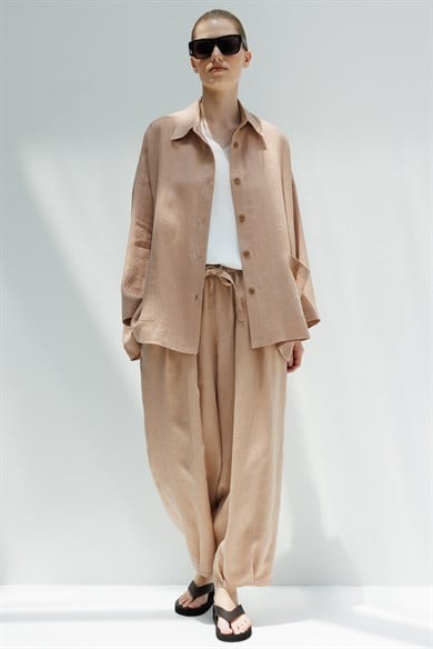 Oversize Cepli Keten Ceket