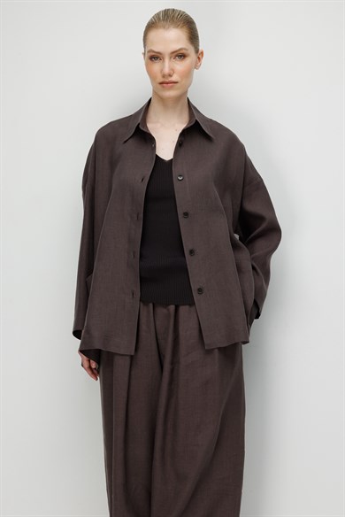Oversize Cepli Keten Ceket