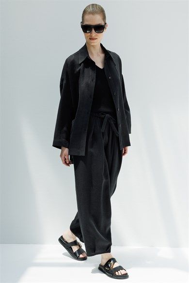 Oversize Cepli Keten Ceket