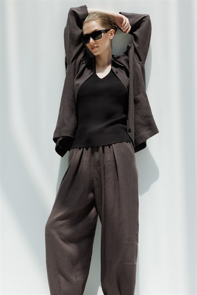 Oversize Cepli Keten Ceket