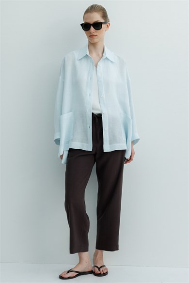 Oversize Cepli Keten Ceket