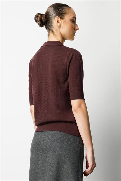 Polo Yaka Ajurlu Yarım Kol Triko