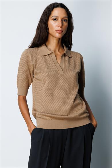 Polo Yaka Ajurlu Yarım Kol Triko