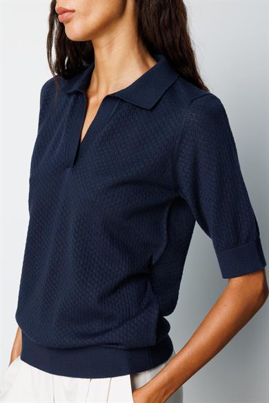 Polo Yaka Ajurlu Yarım Kol Triko