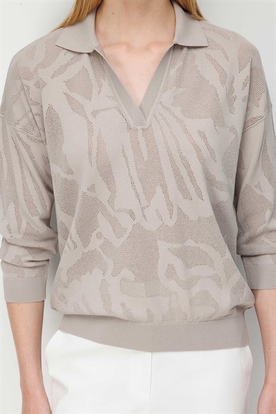 Polo Yaka Jakarlı Triko
