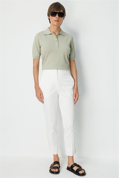 Slim Fit Yırtmaçlı Koton Pantolon