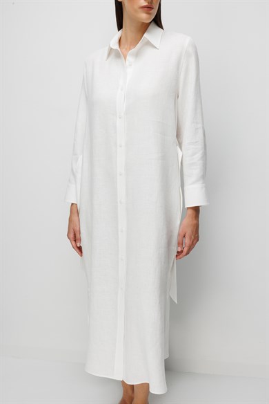 Uzun Kol Keten Elbise