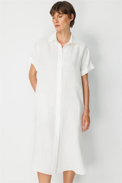 Yarım Kol Keten Gömlek Elbise