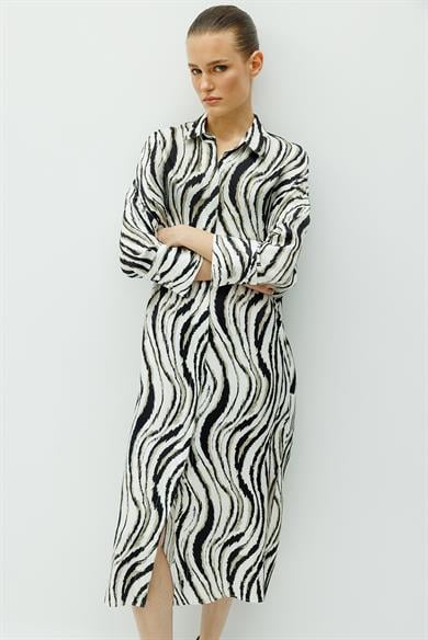 Zebra Desen Gömlek Elbise