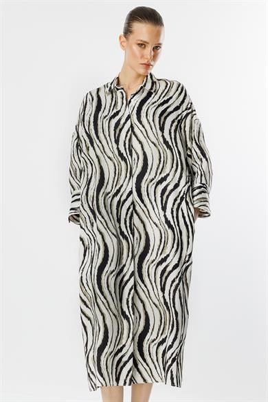 Zebra Desen Gömlek Elbise