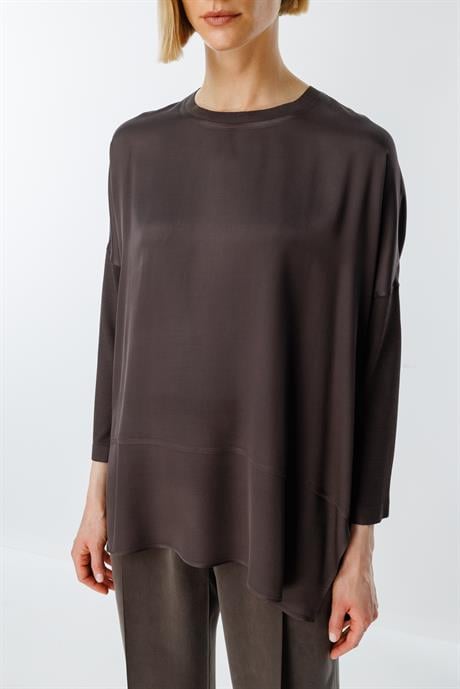 0 Yaka Kolu Triko Oversize Bluz
