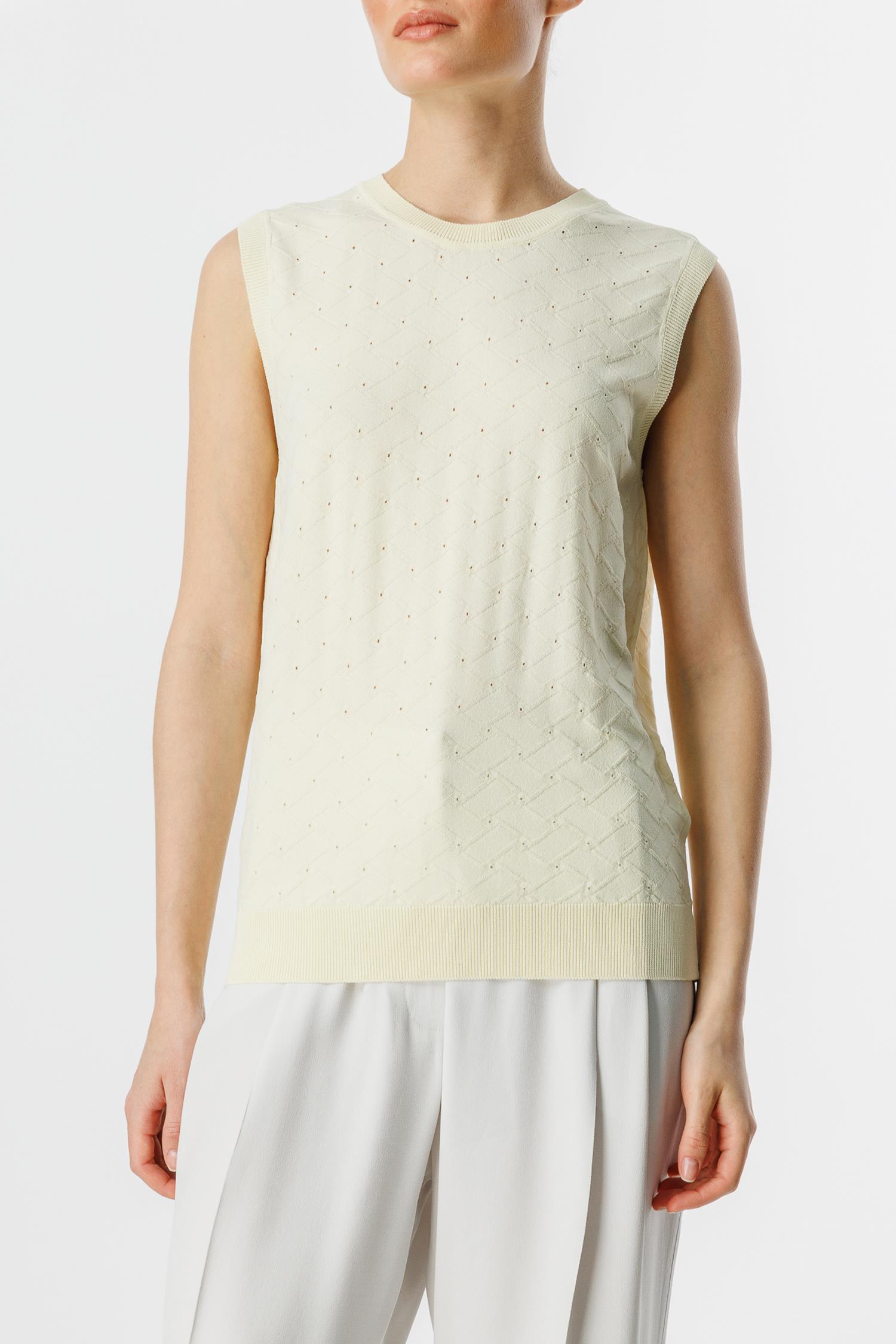 0 Yaka Jakarlı Kolsuz Triko