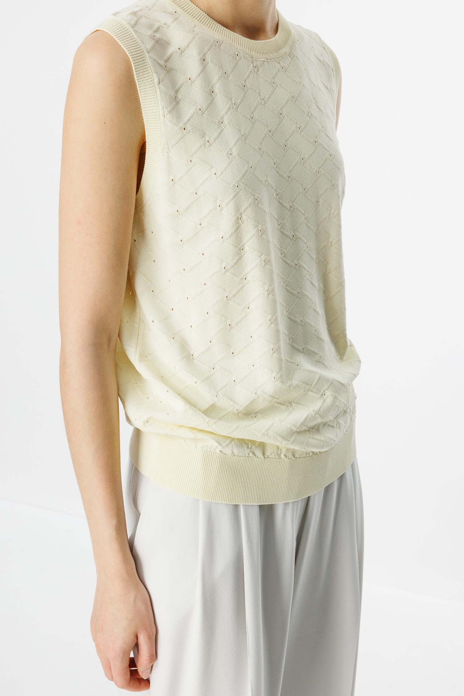 0 Yaka Jakarlı Kolsuz Triko