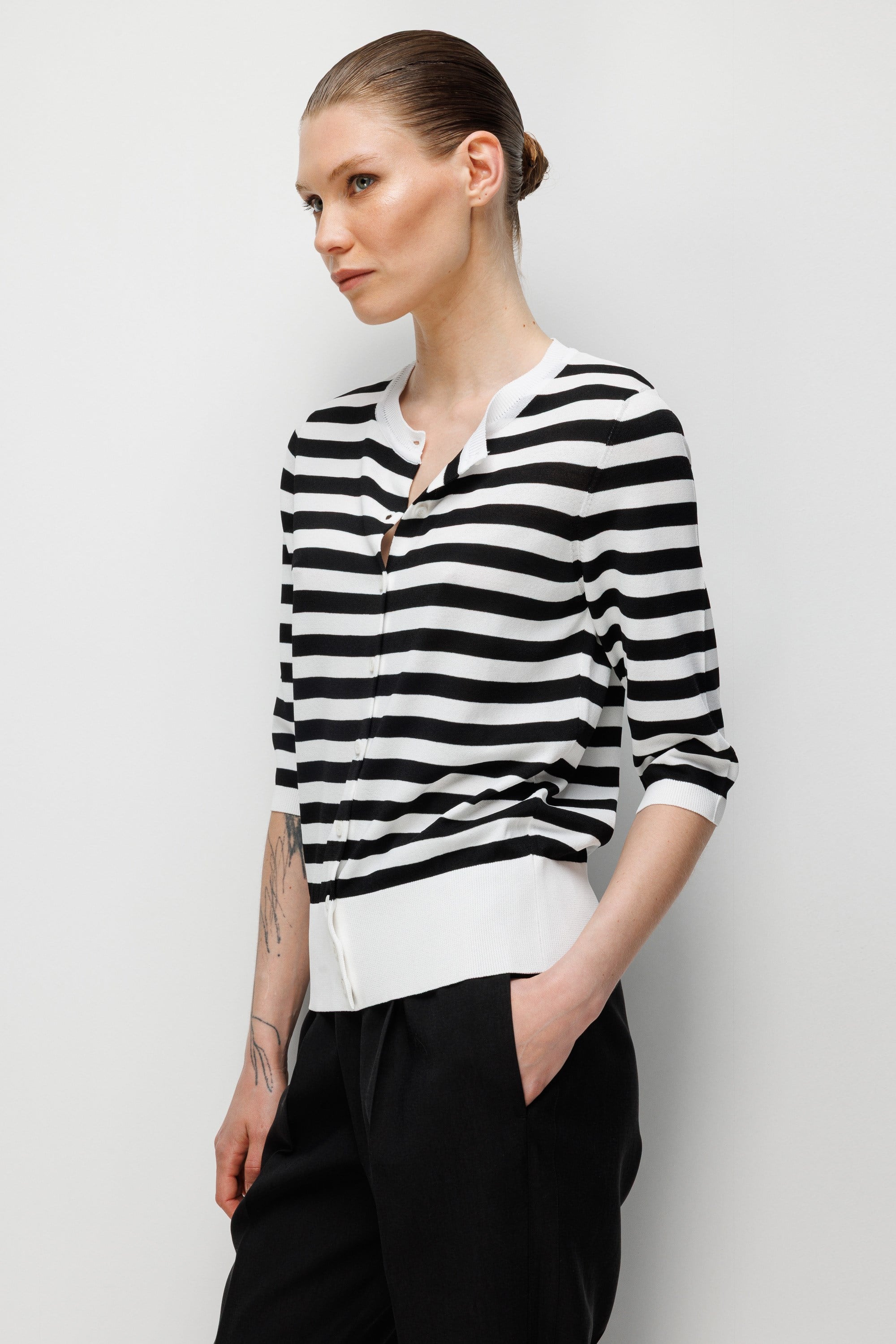 Çizgili Truvakar Kol Hırka