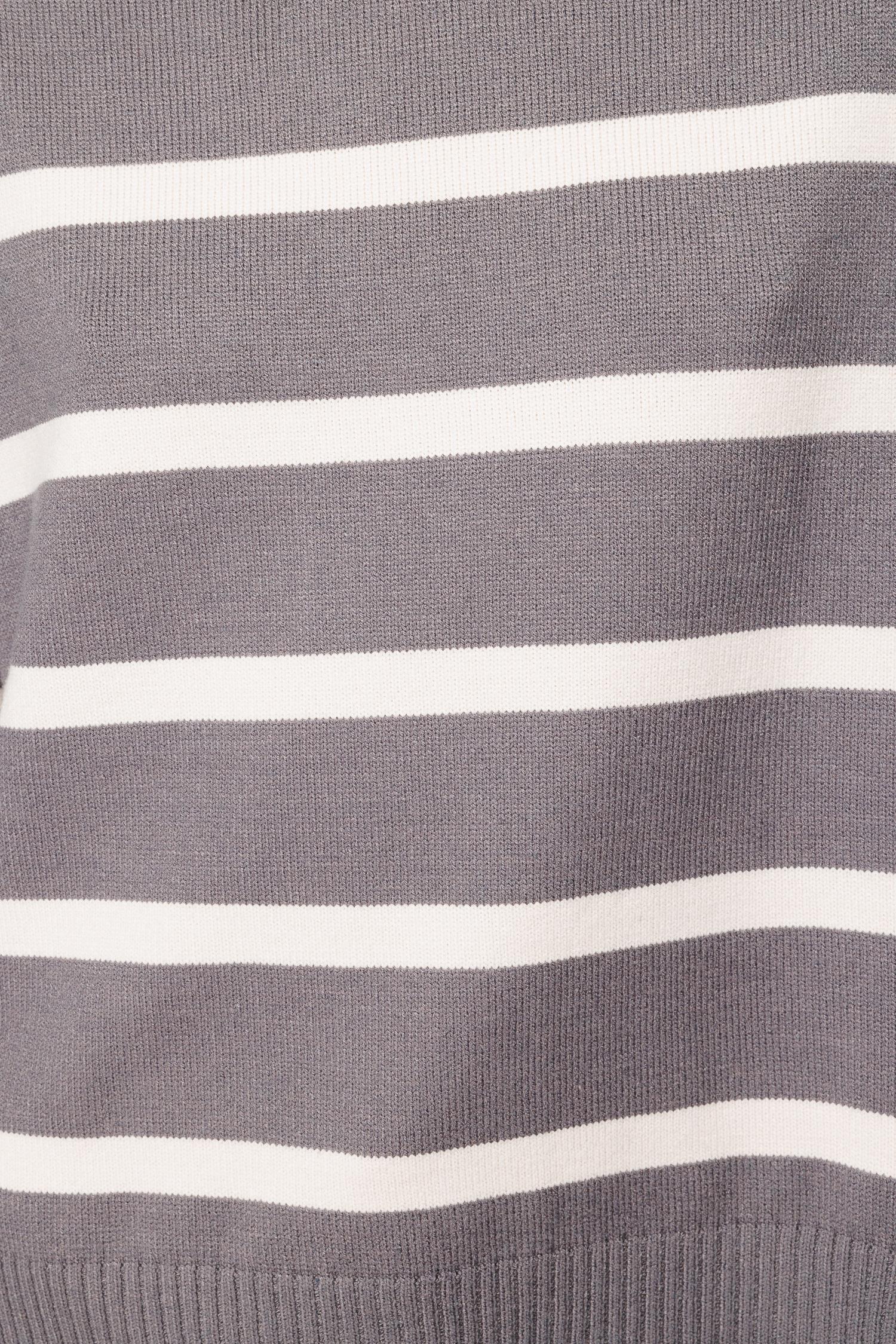 Dik Yaka Çizgili Oversize Triko