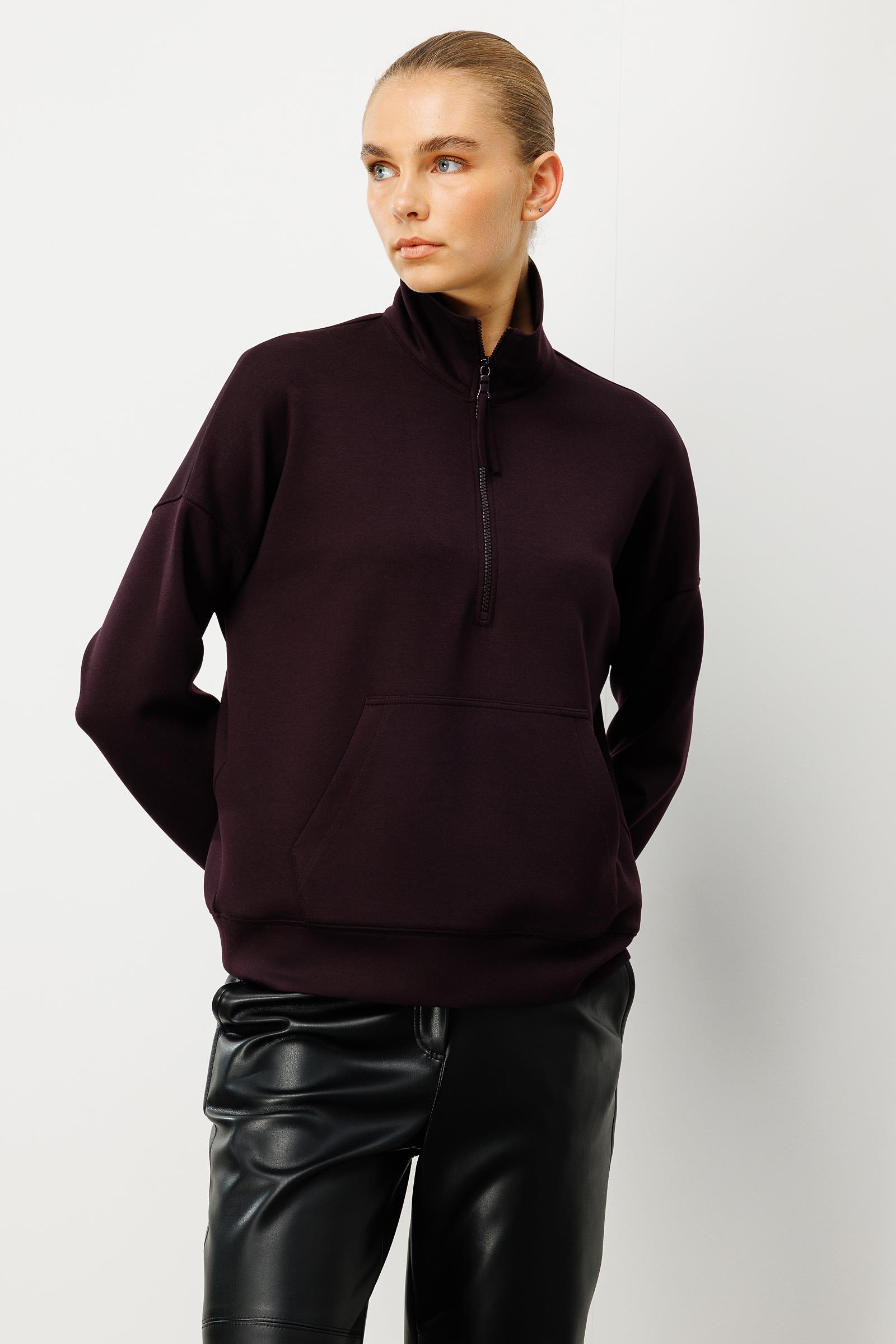 Dik Yaka Fermuarlı Sweat