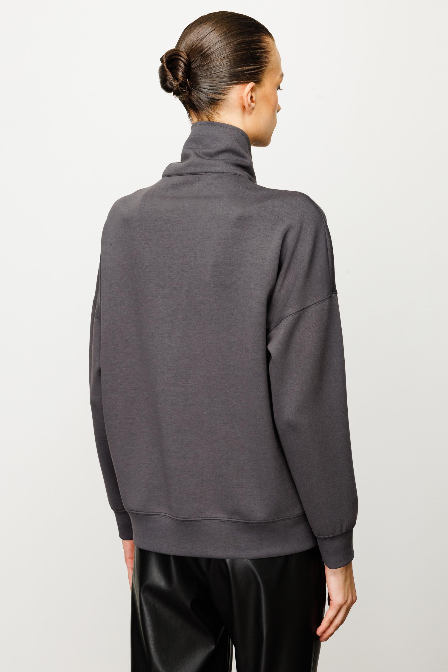 Dik Yaka Fermuarlı Sweat