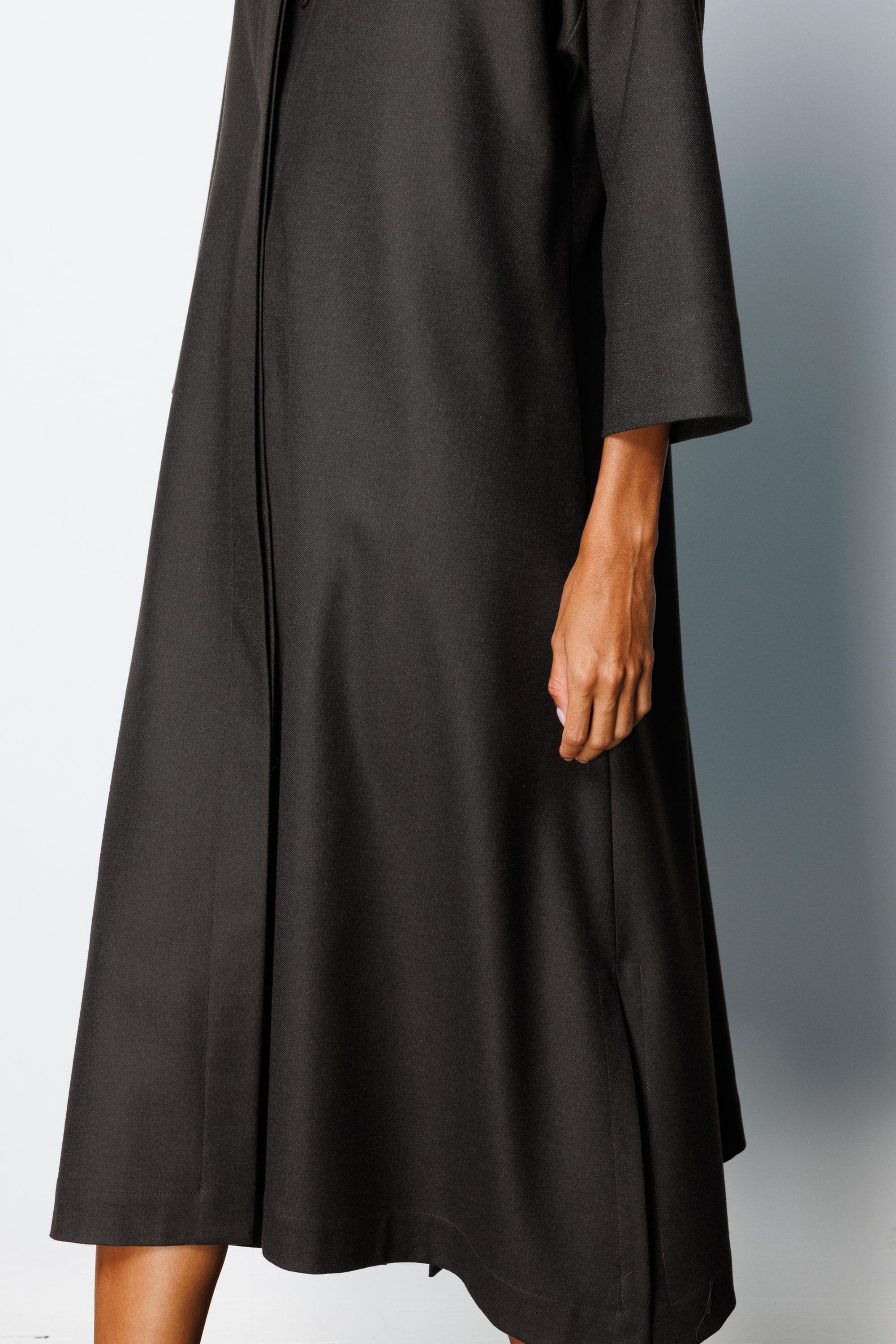 Dik Yaka Flanel Elbise