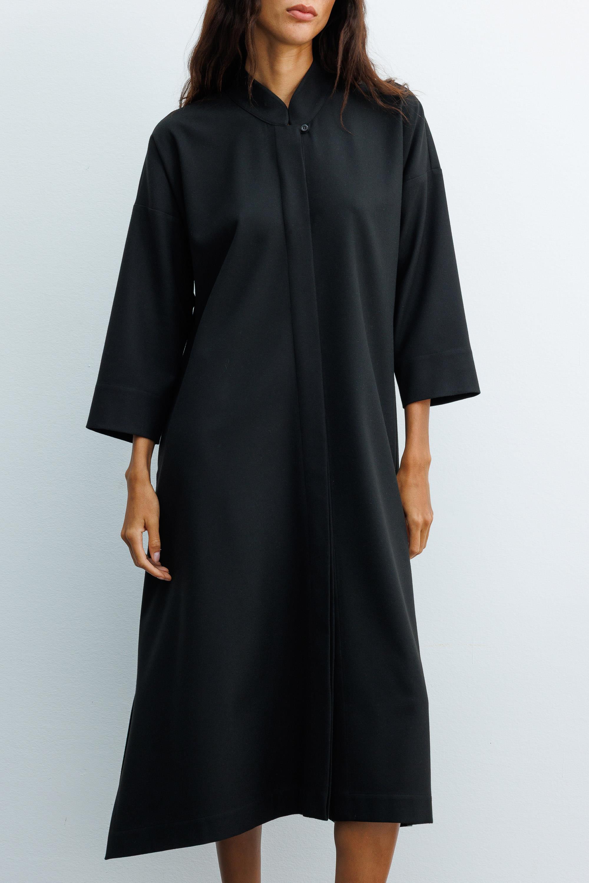 Dik Yaka Flanel Elbise