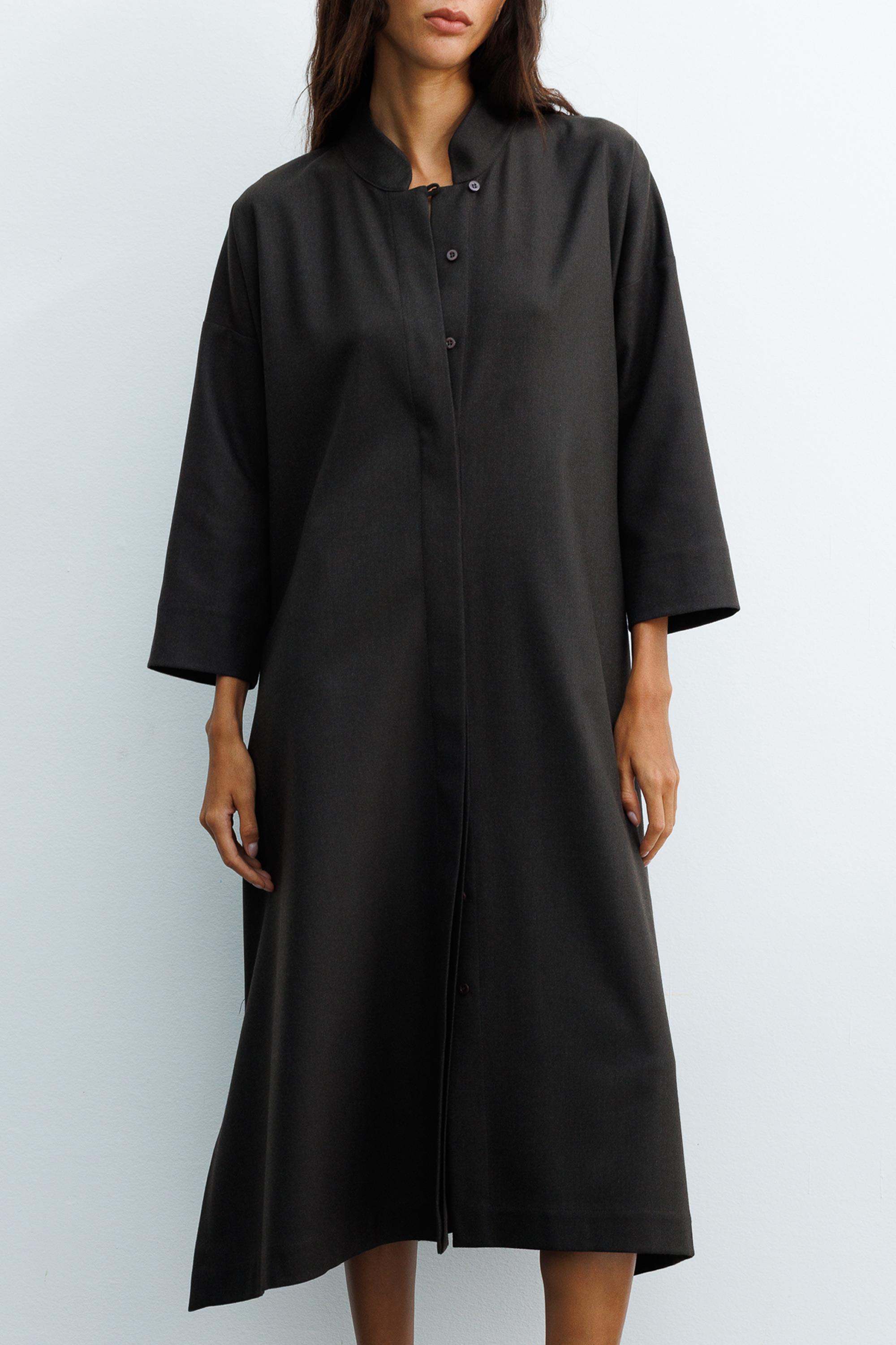 Dik Yaka Flanel Elbise