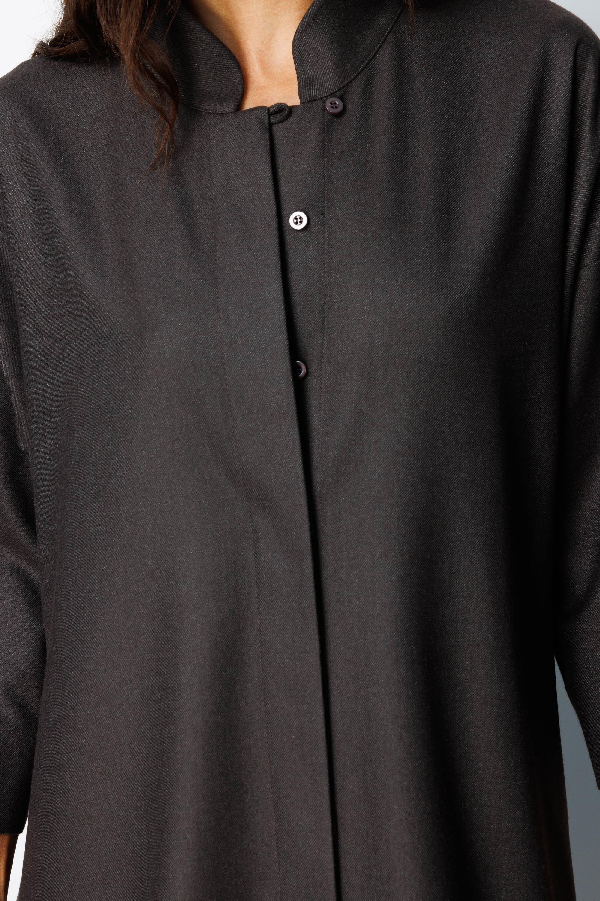 Dik Yaka Flanel Elbise