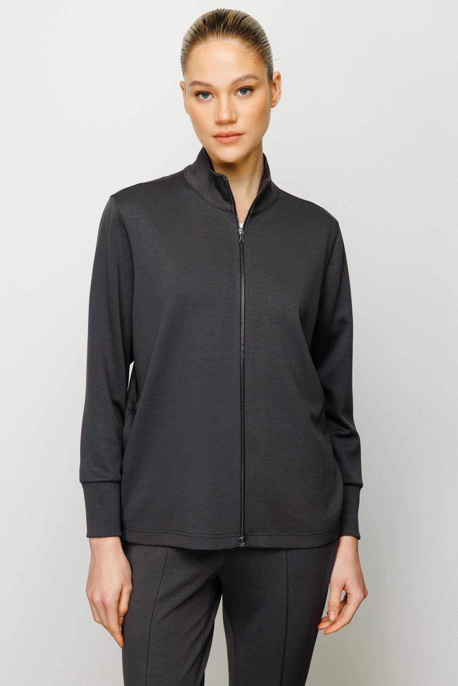 Dik Yaka Önden Fermuarlı Sweat