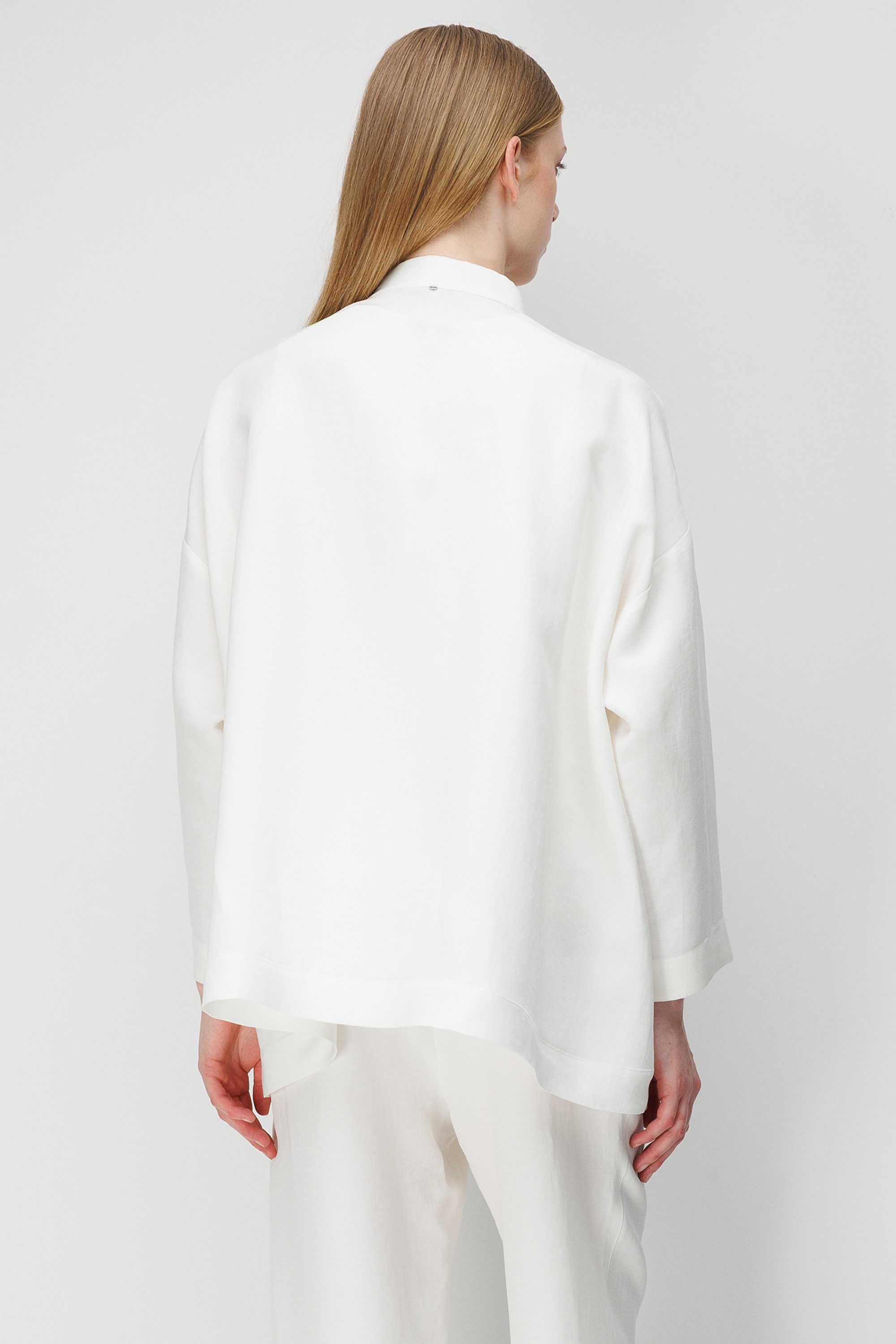 Dik Yaka Oversize Keten Ceket