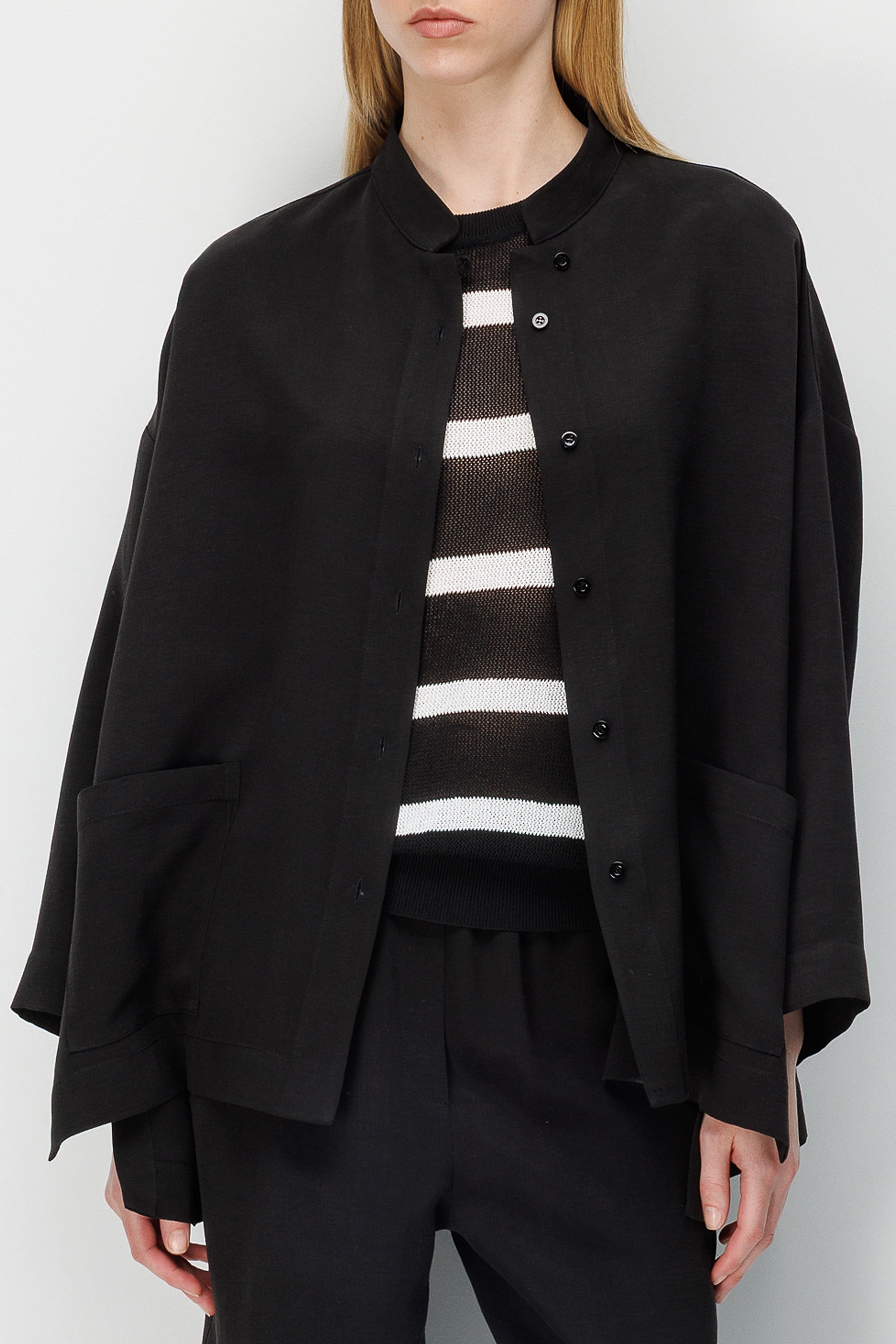 Dik Yaka Oversize Keten Ceket