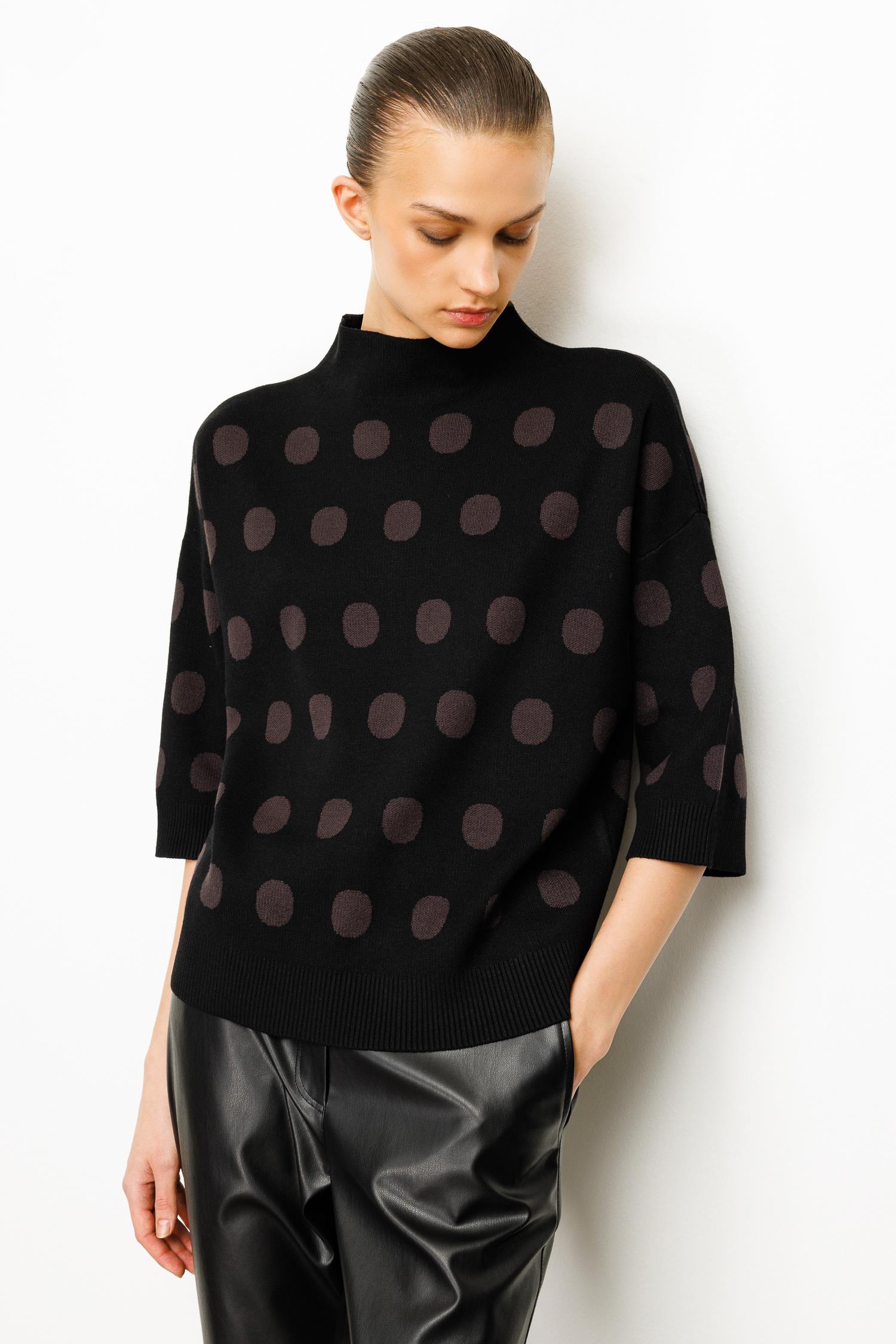 Dik Yaka Puantiyeli Triko