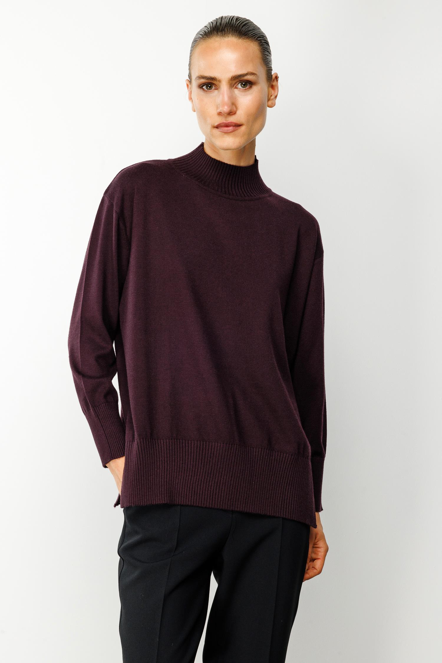 Dik Yaka Uzun Kol Oversize Triko