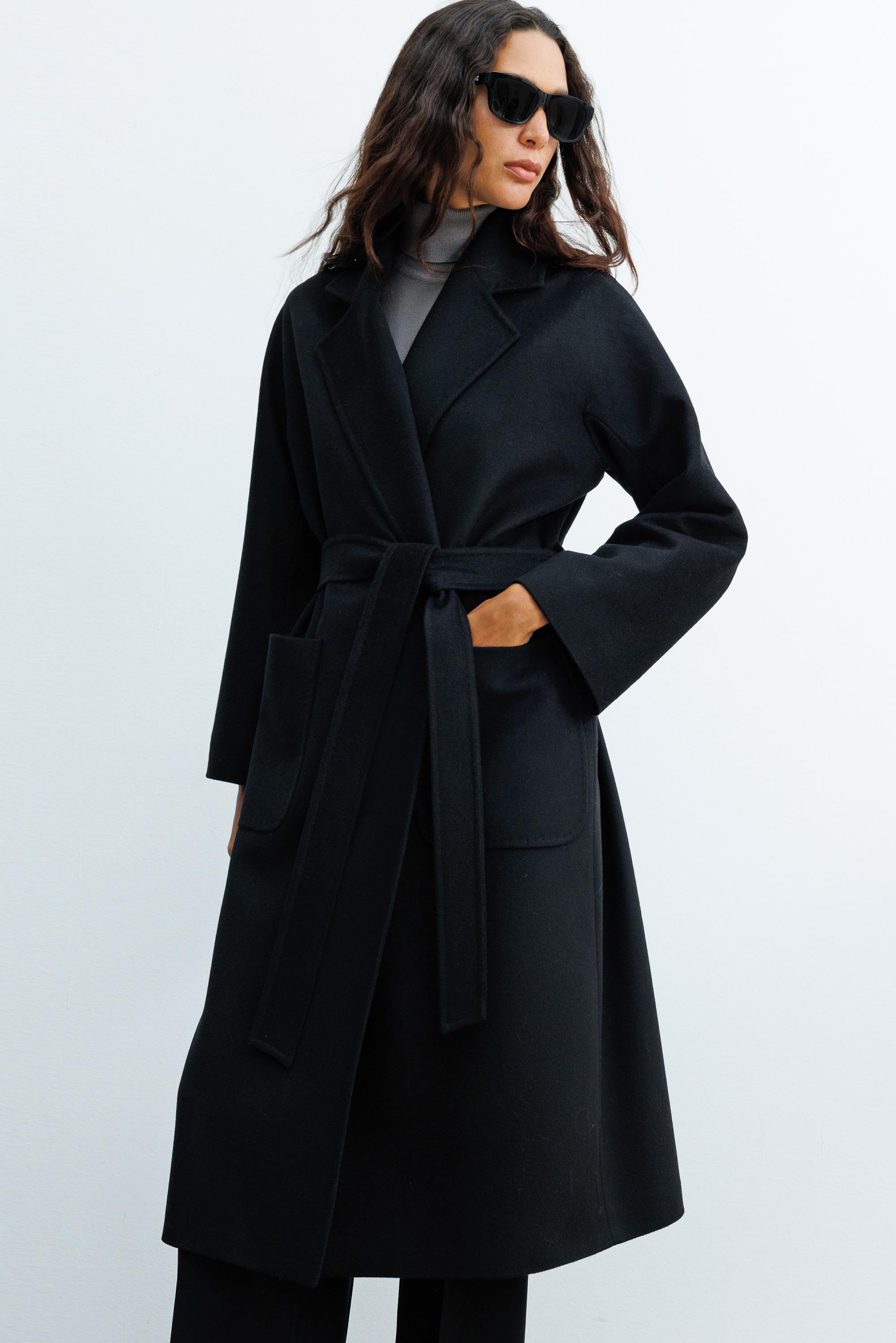 Dıştan Cepli Kemerli Manto