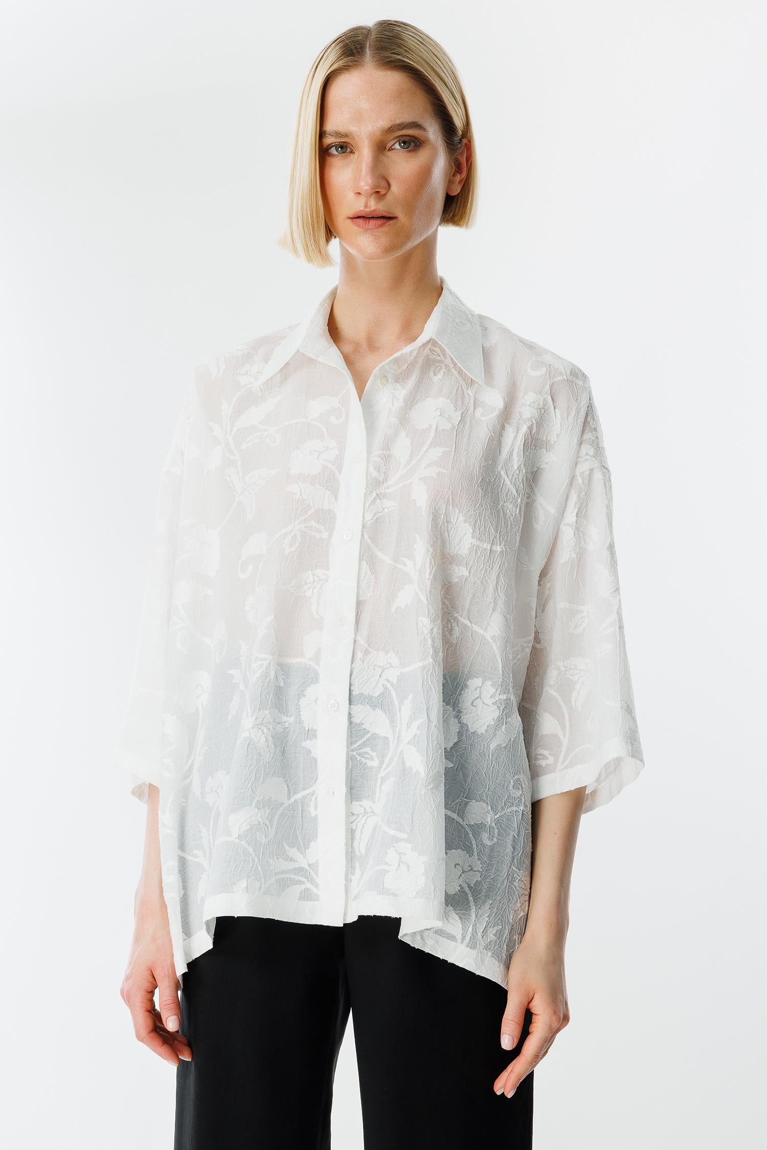 Düşük Kol Jakarlı Bluz