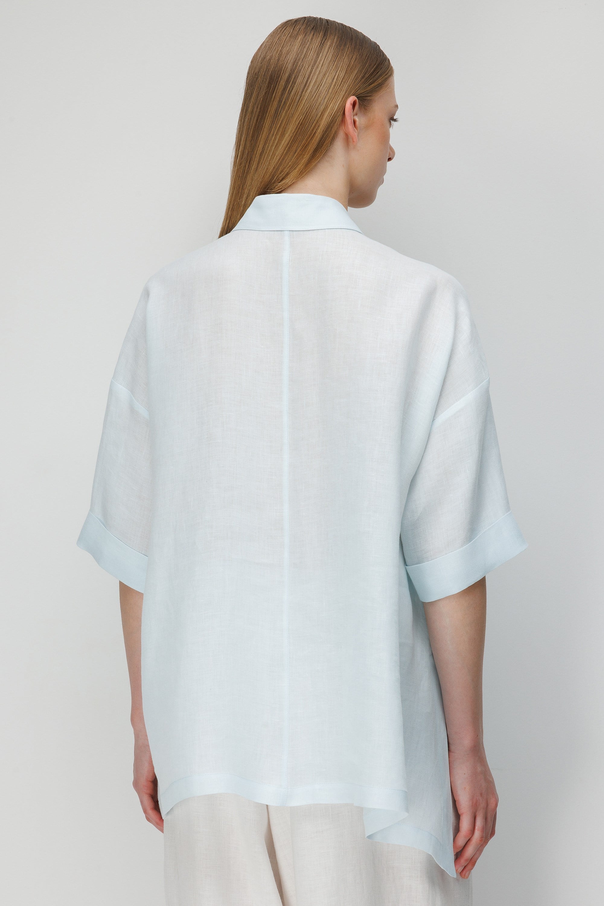 Düşük Kol Oversize Keten Bluz