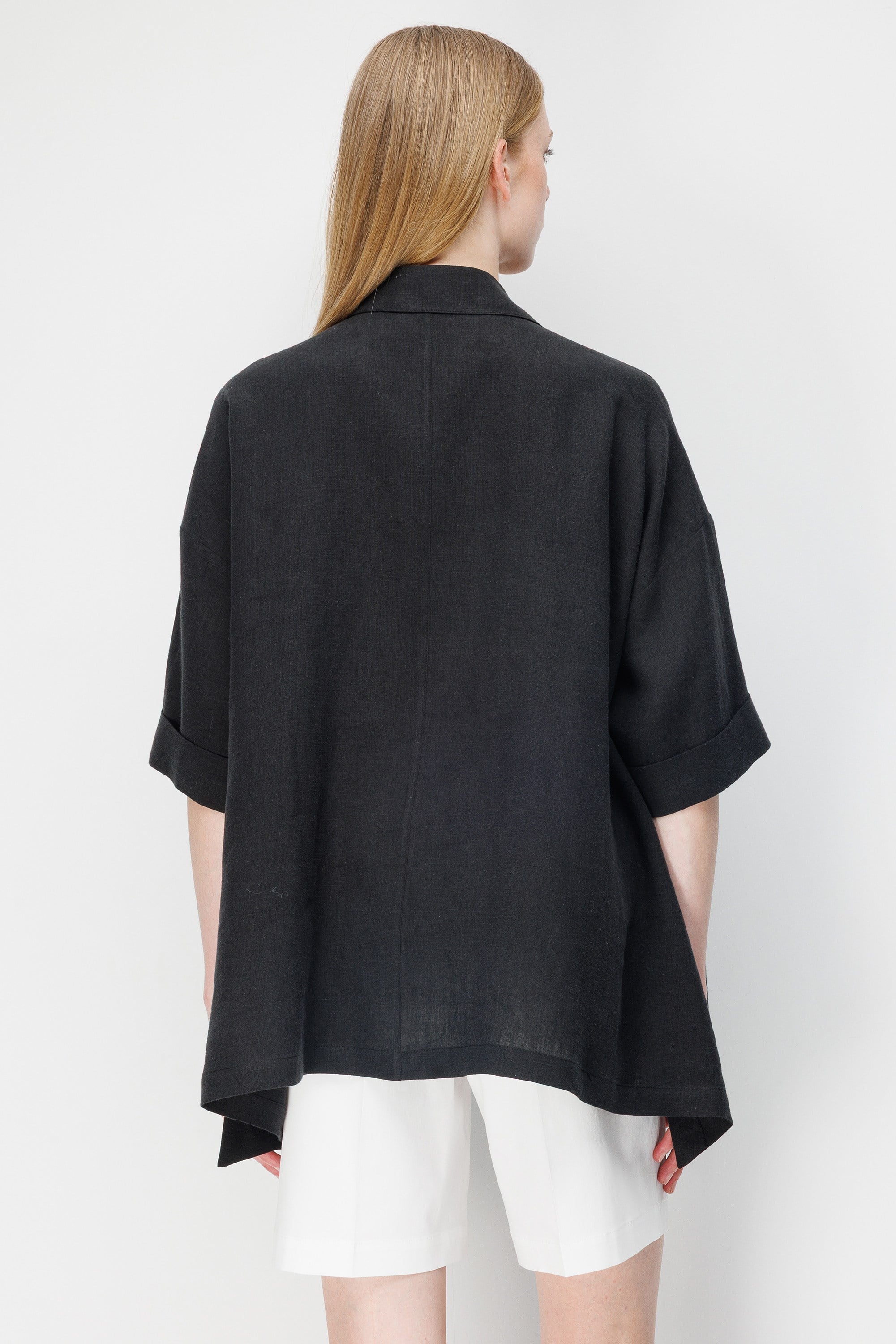 Düşük Kol Oversize Keten Bluz