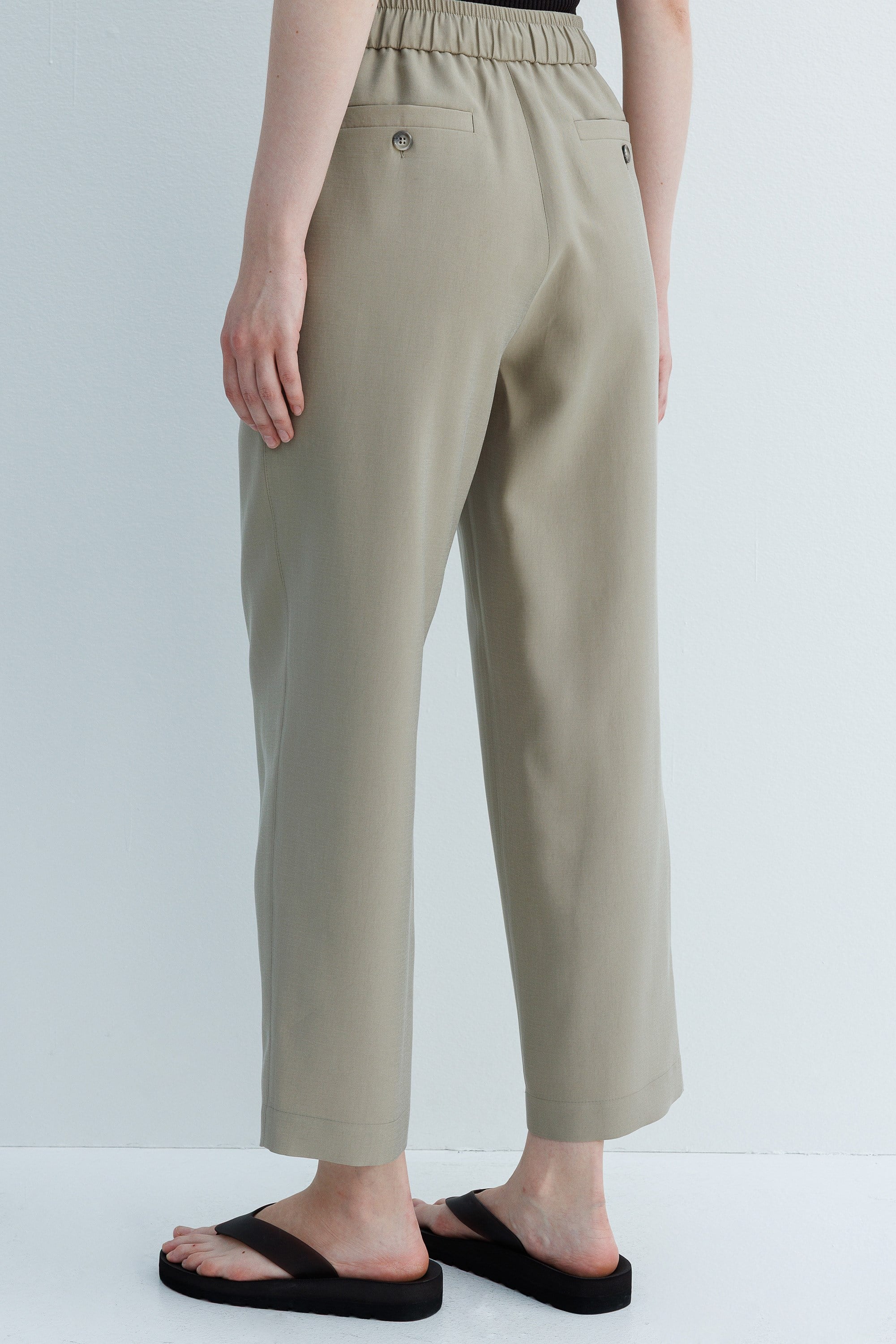 Elastan Kemerli Bağcıklı Pantolon